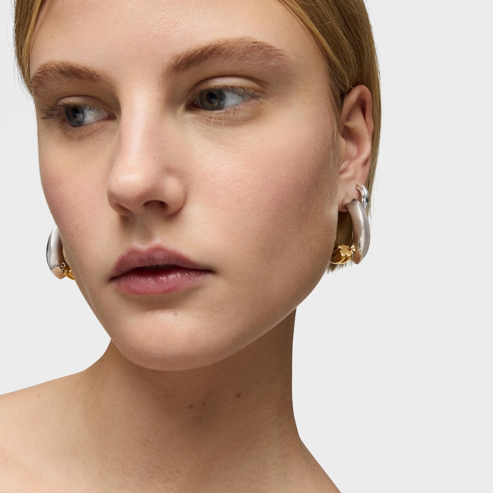 Two-tone long Hoop earrings with bear motif TOUS 1950 image number 4