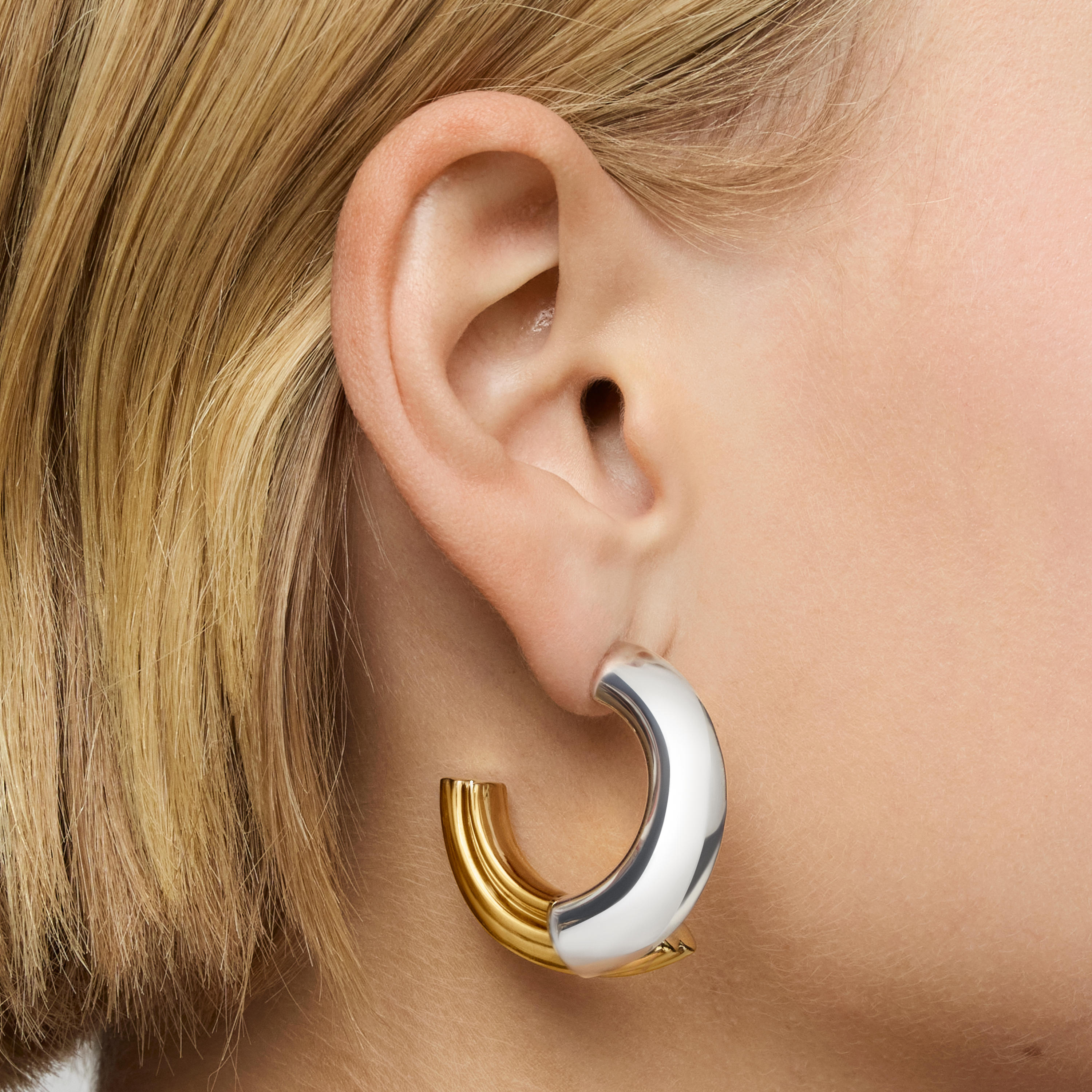 Two-tone long Hoop earrings with bear motif TOUS 1950