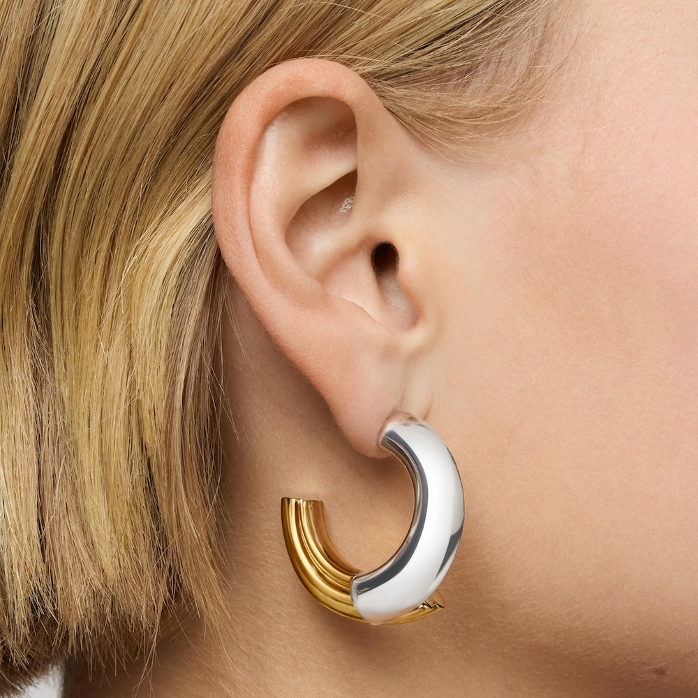 Two-tone long Hoop earrings with bear motif TOUS 1950 image number 5
