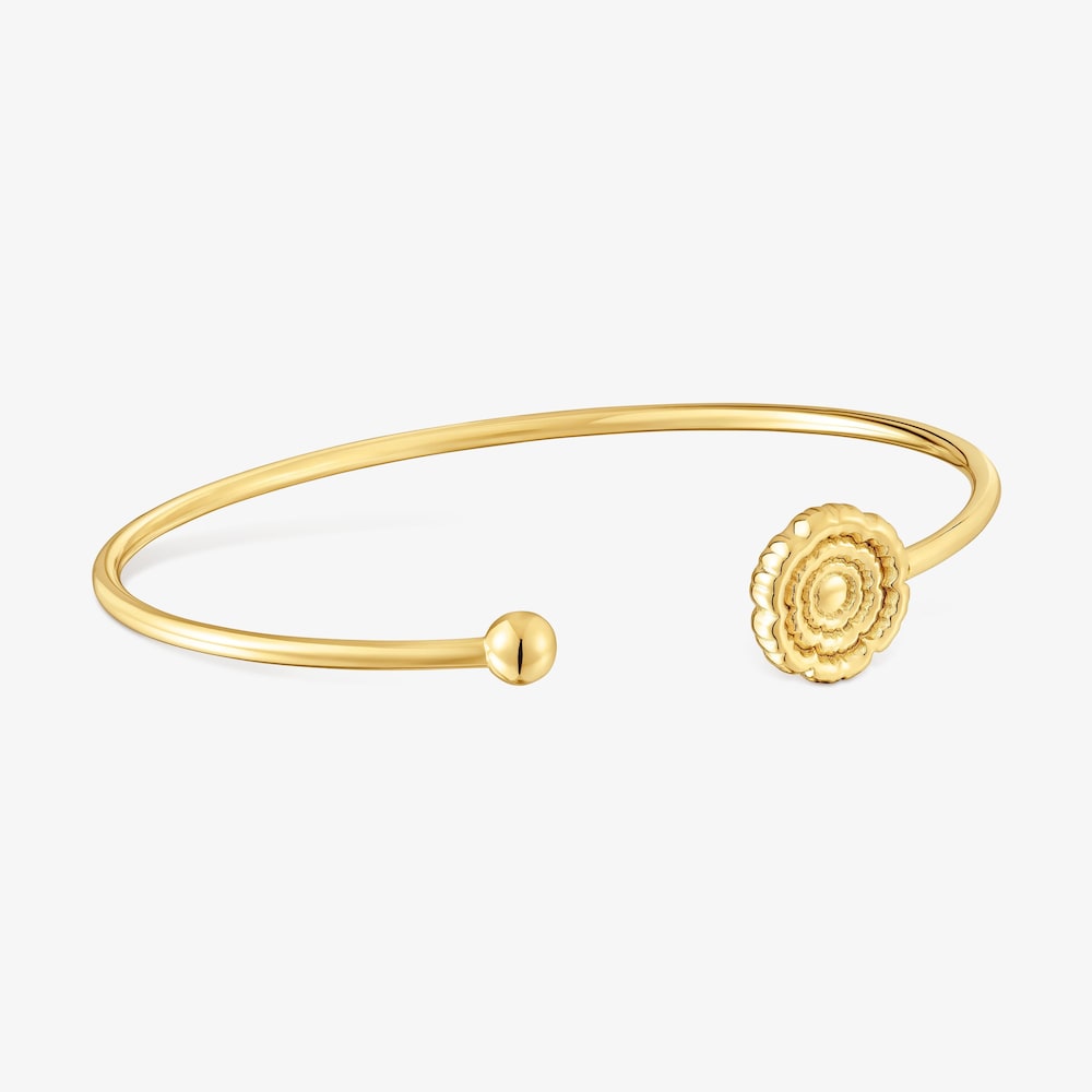 Pulsera esclava con ba&ntilde;o de oro 18 kt sobre plata y detalle flor Cachito M&iacute;o