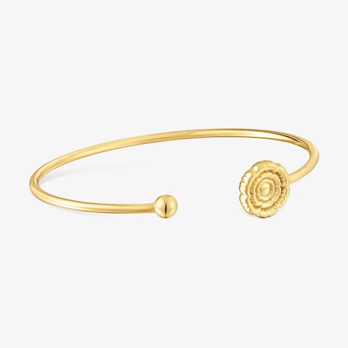 Pulsera esclava con ba&ntilde;o de oro 18 kt sobre plata y detalle flor Cachito M&iacute;o