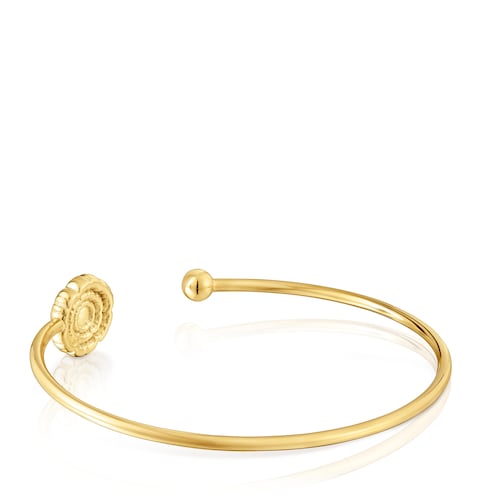 Pulsera esclava con baño de oro 18 kt sobre plata y detalle flor Cachito Mío