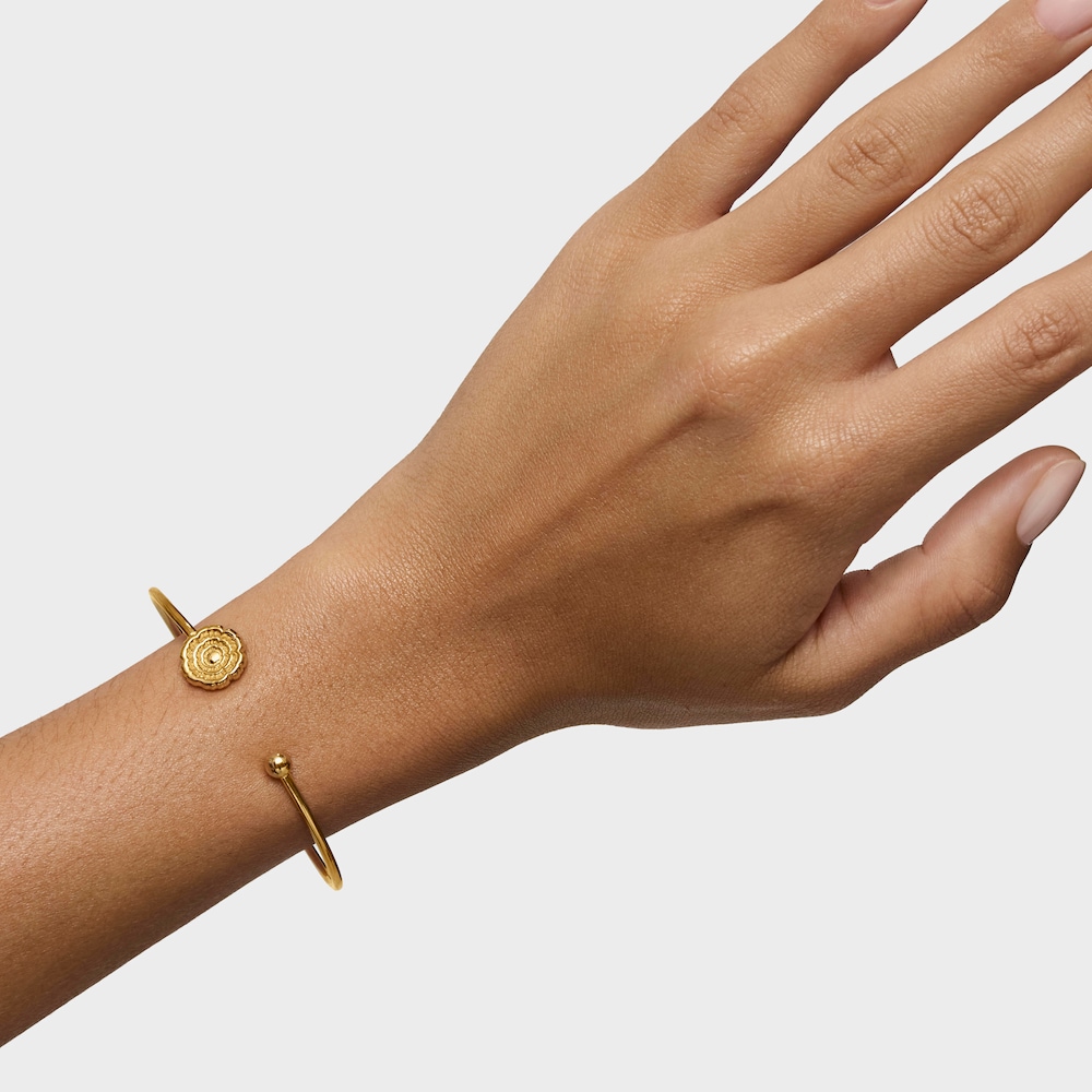 Pulsera esclava con ba&ntilde;o de oro 18 kt sobre plata y detalle flor Cachito M&iacute;o