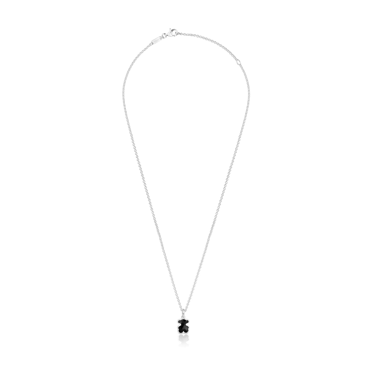 Short silver Necklace with onyx bear motif TOUS Icon Color