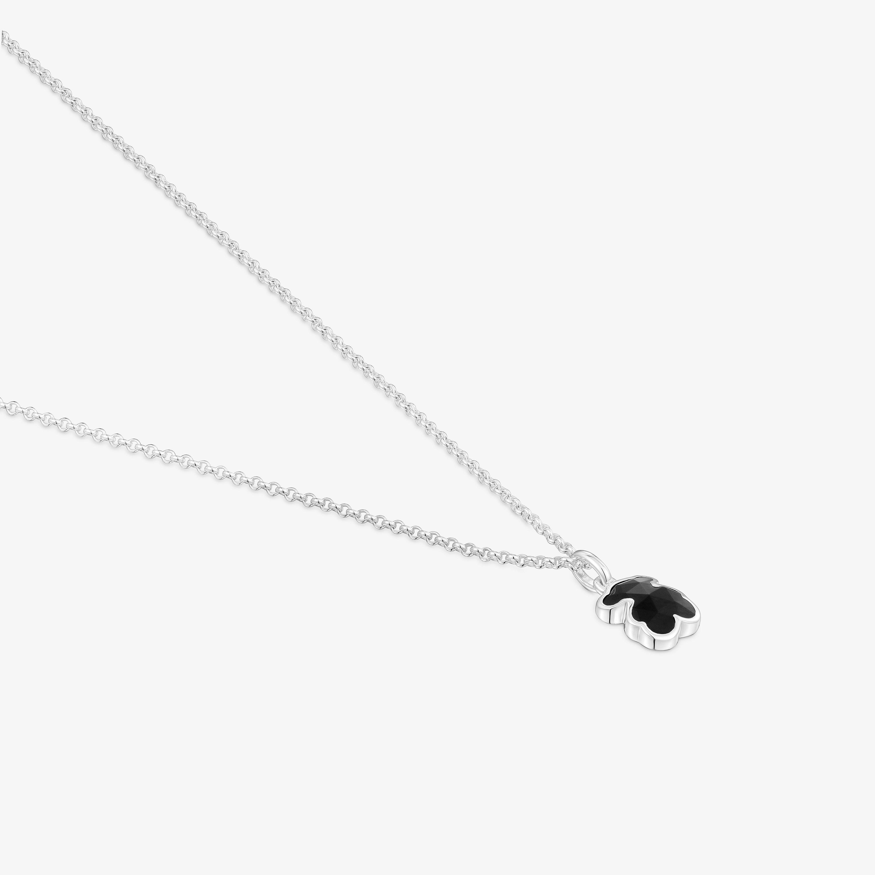 Short silver Necklace with onyx bear motif TOUS Icon Color | TOUS