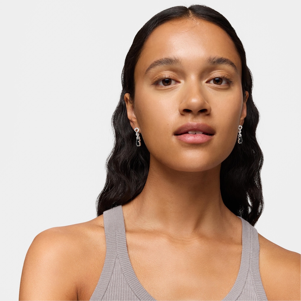 Kr&aacute;tk&eacute; stř&iacute;brn&eacute; N&aacute;u&scaron;nice TOUS Icon Color s&nbsp;medv&iacute;dkem z&nbsp;onyxu