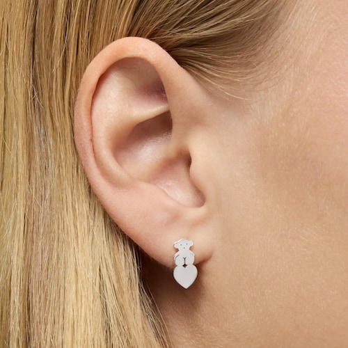 Brincos em prata com motivos de urso e cora&ccedil;&atilde;o Sweet Dolls