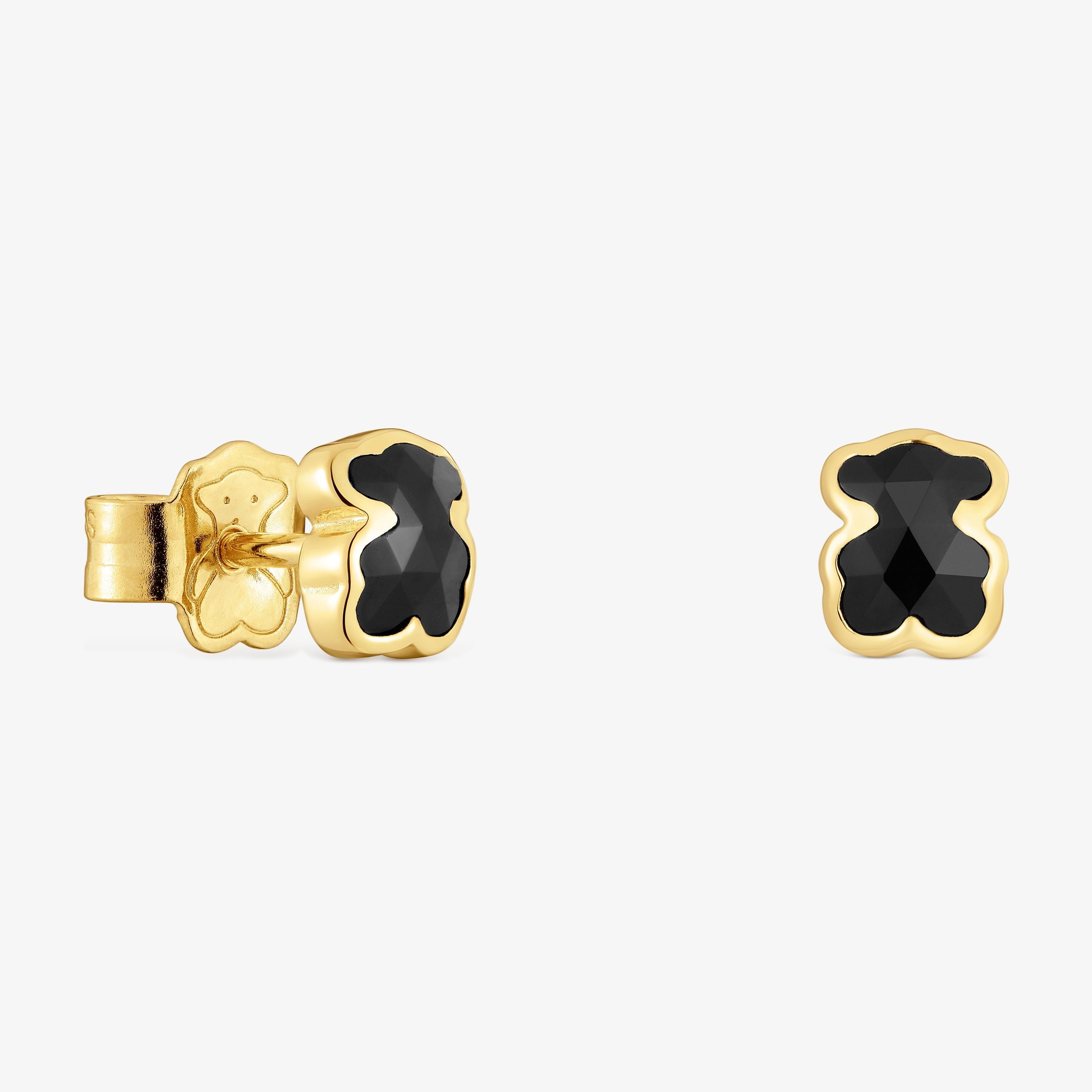 mm 18K gold vermeil bear Earrings with onyx TOUS Icon Color