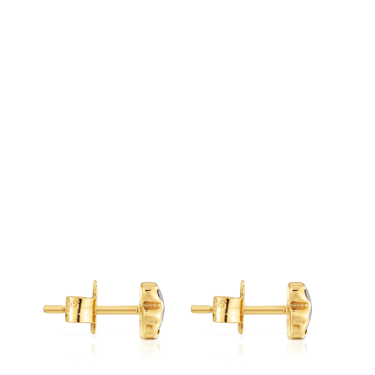 Pendientes oso con baño de oro 18 kt sobre plata y ónix 6 mm Icon Color