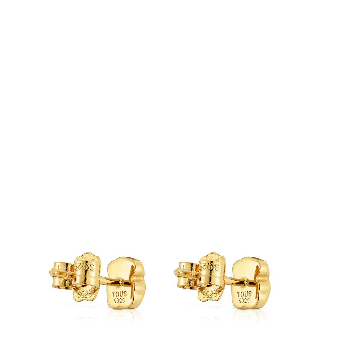 Pendientes oso con baño de oro 18 kt sobre plata y ónix 6 mm Icon Color