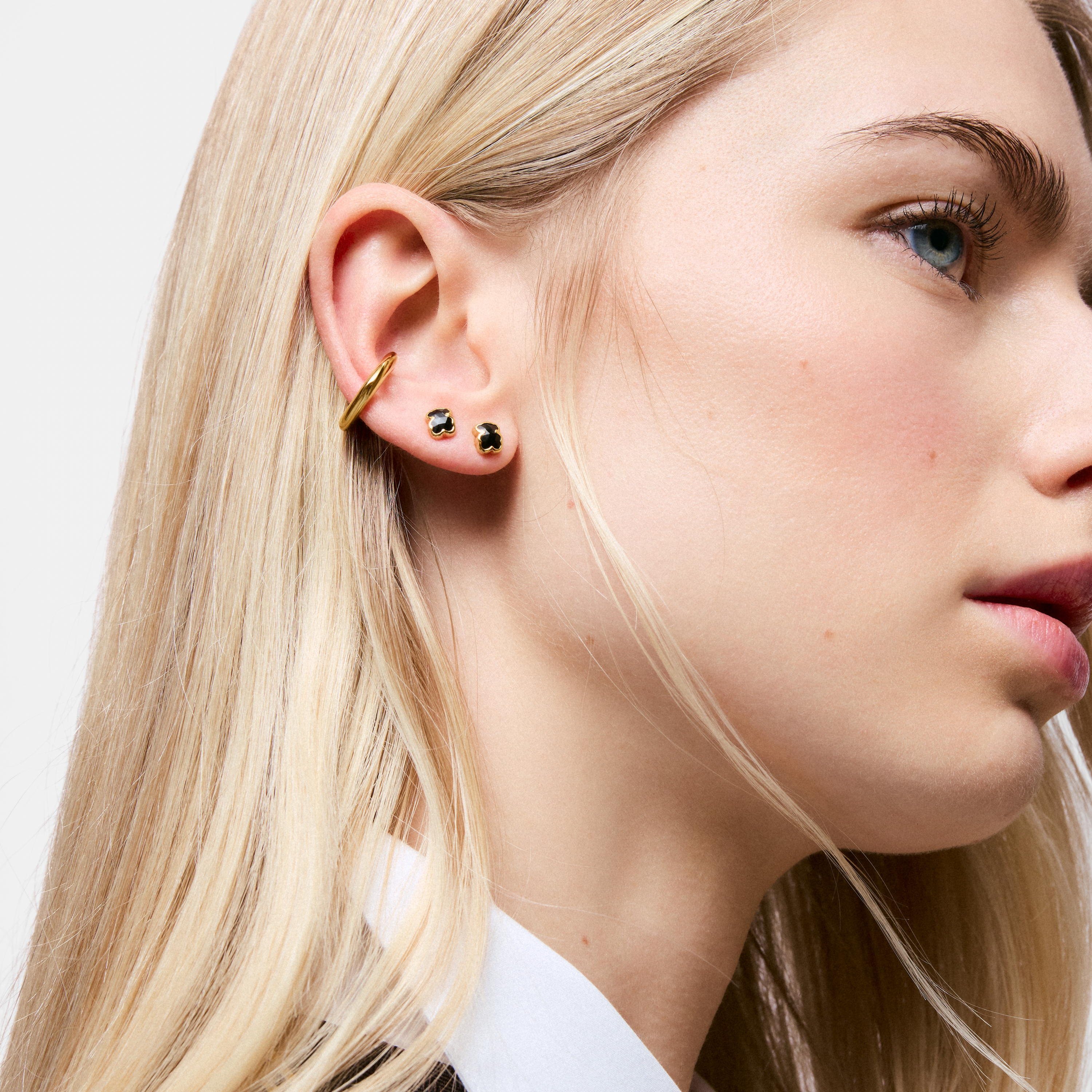 mm 18K gold vermeil bear Earrings with onyx TOUS Icon Color