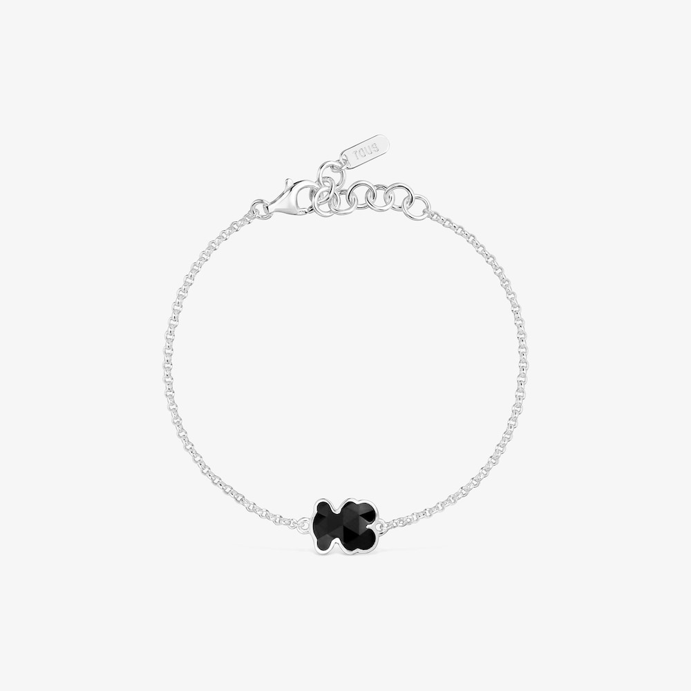 Strieborn&yacute; retiazkov&yacute; N&aacute;ramok s&nbsp;&oacute;nyxov&yacute;m pr&iacute;veskom medved&iacute;ka TOUS Icon Color