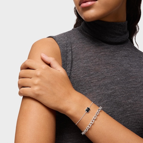 Pulsera cadena de plata y motivo oso en ónix Icon Color