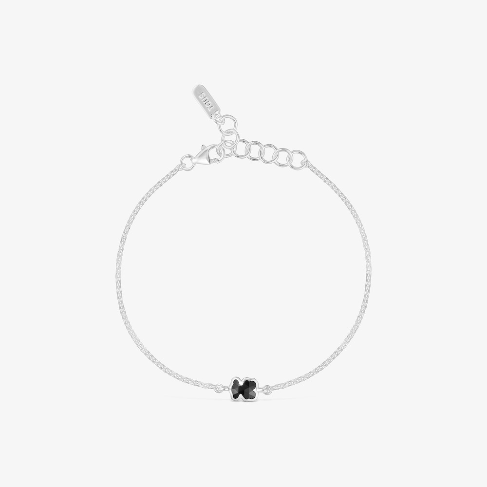 Kettenarmband TOUS Icon Color aus Silber mit 6&nbsp;mm gro&szlig;em B&auml;renmotiv aus Onyx