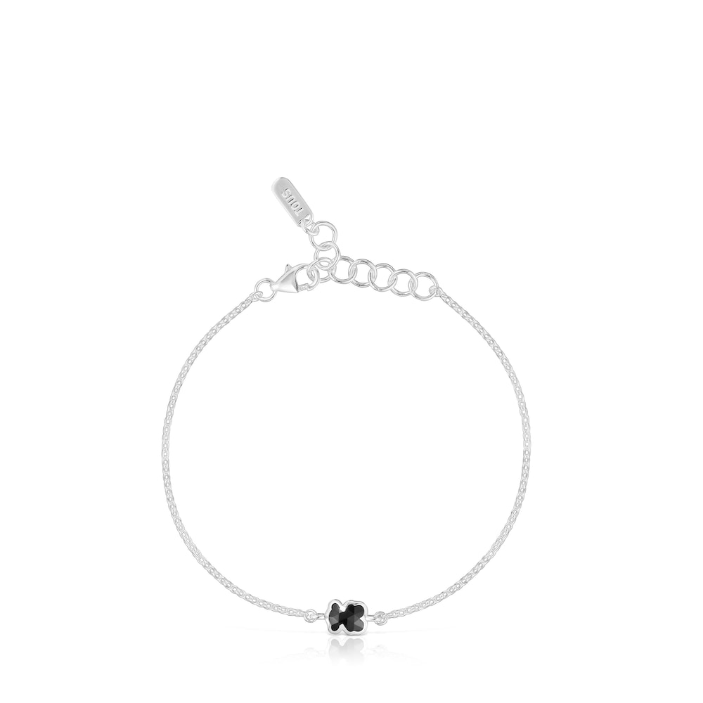 Pulsera cadena de plata y motivo oso en ónix 6 mm Icon Color Pulsera cadena de plata y motivo oso en ónix 6 mm Icon Color