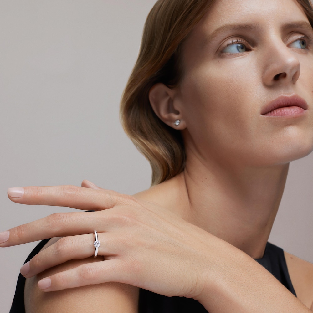 Pierścionek solitaire z białego złota z diamentami TOUS ATELIER
