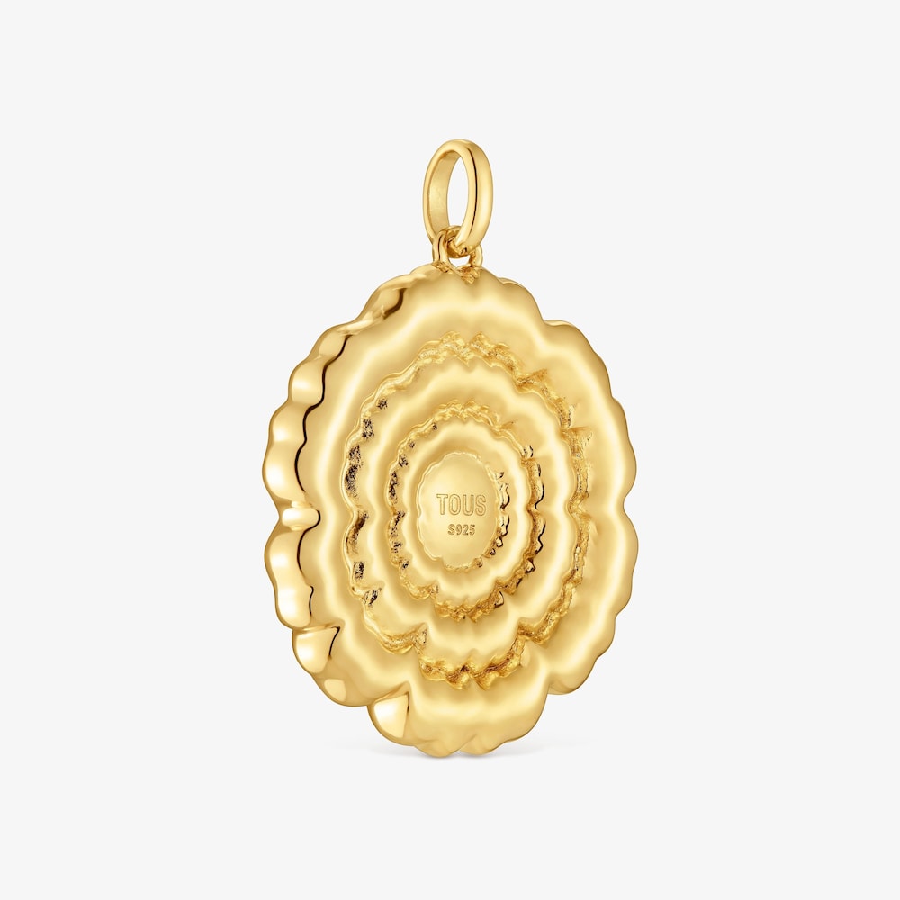 Dije flor con ba&ntilde;o de oro 18 kt sobre plata Cachito M&iacute;o