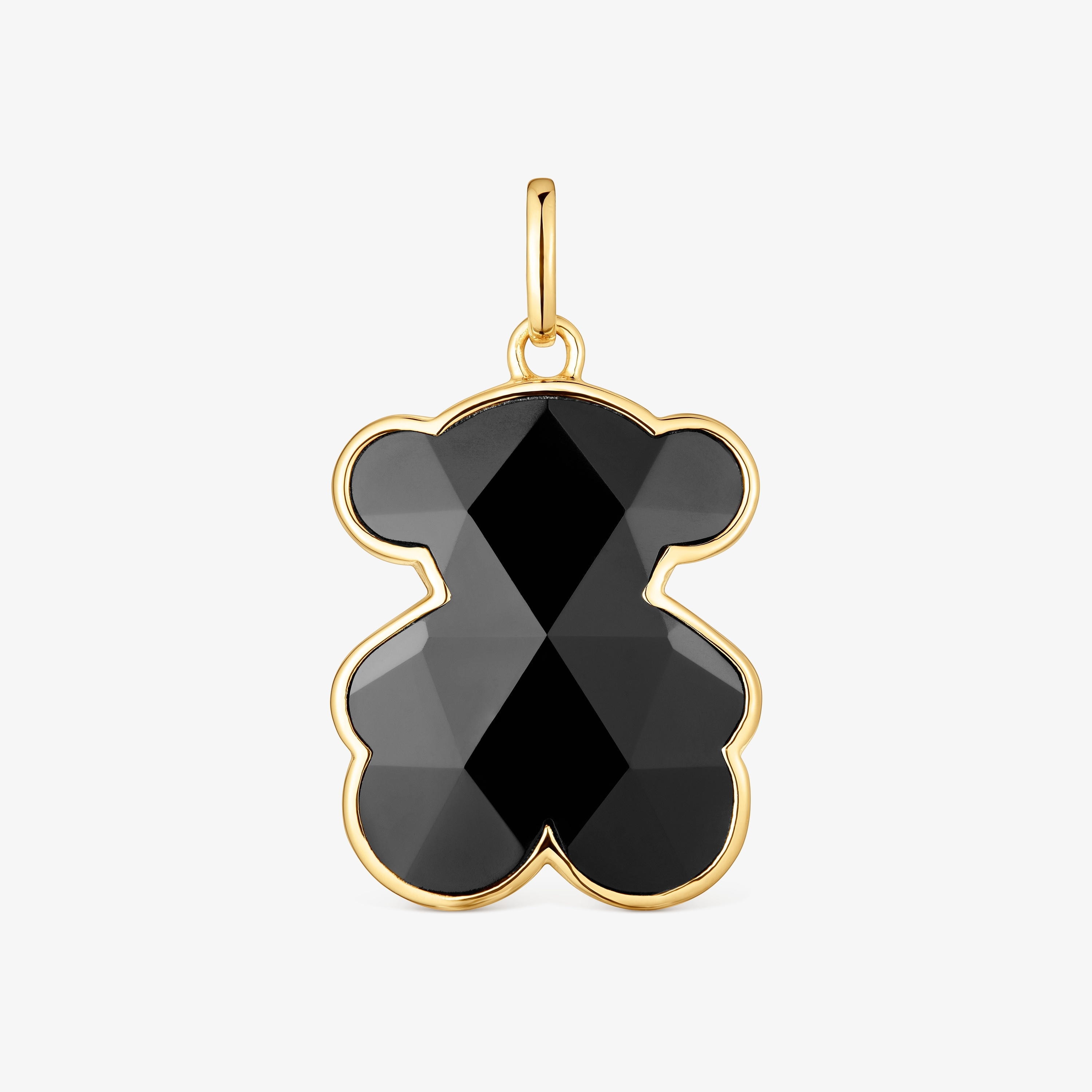 Medium 18K gold vermeil bear Pendant with onyx bear motif TOUS