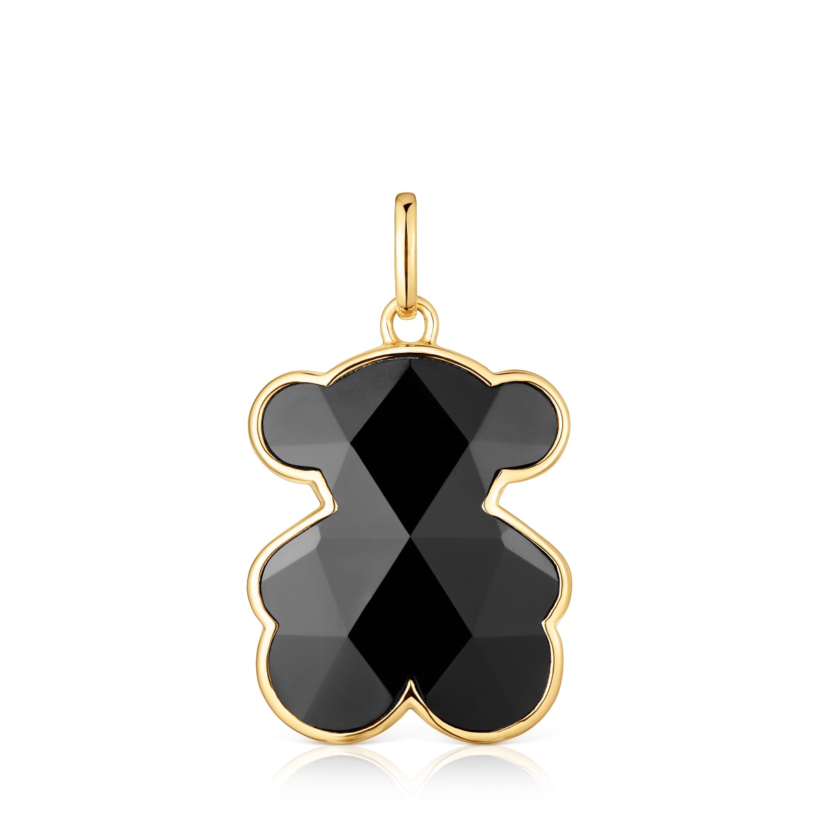 Medium 18kt gold plating over silver bear Pendant with onyx bear motif TOUS Icon Color