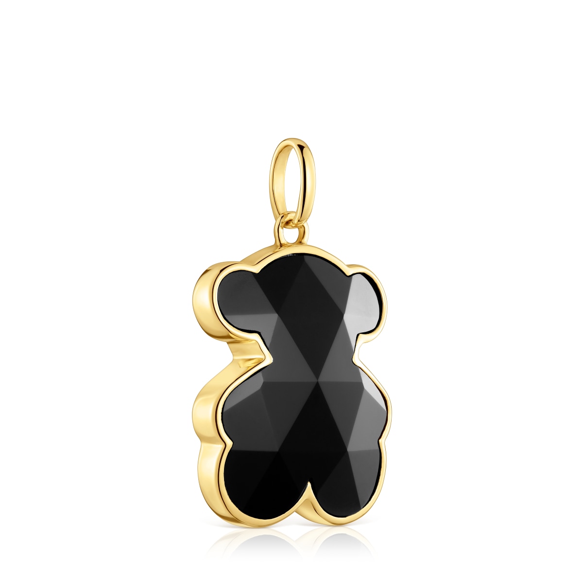 Medium 18kt gold plating over silver bear Pendant with onyx bear motif TOUS Icon Color