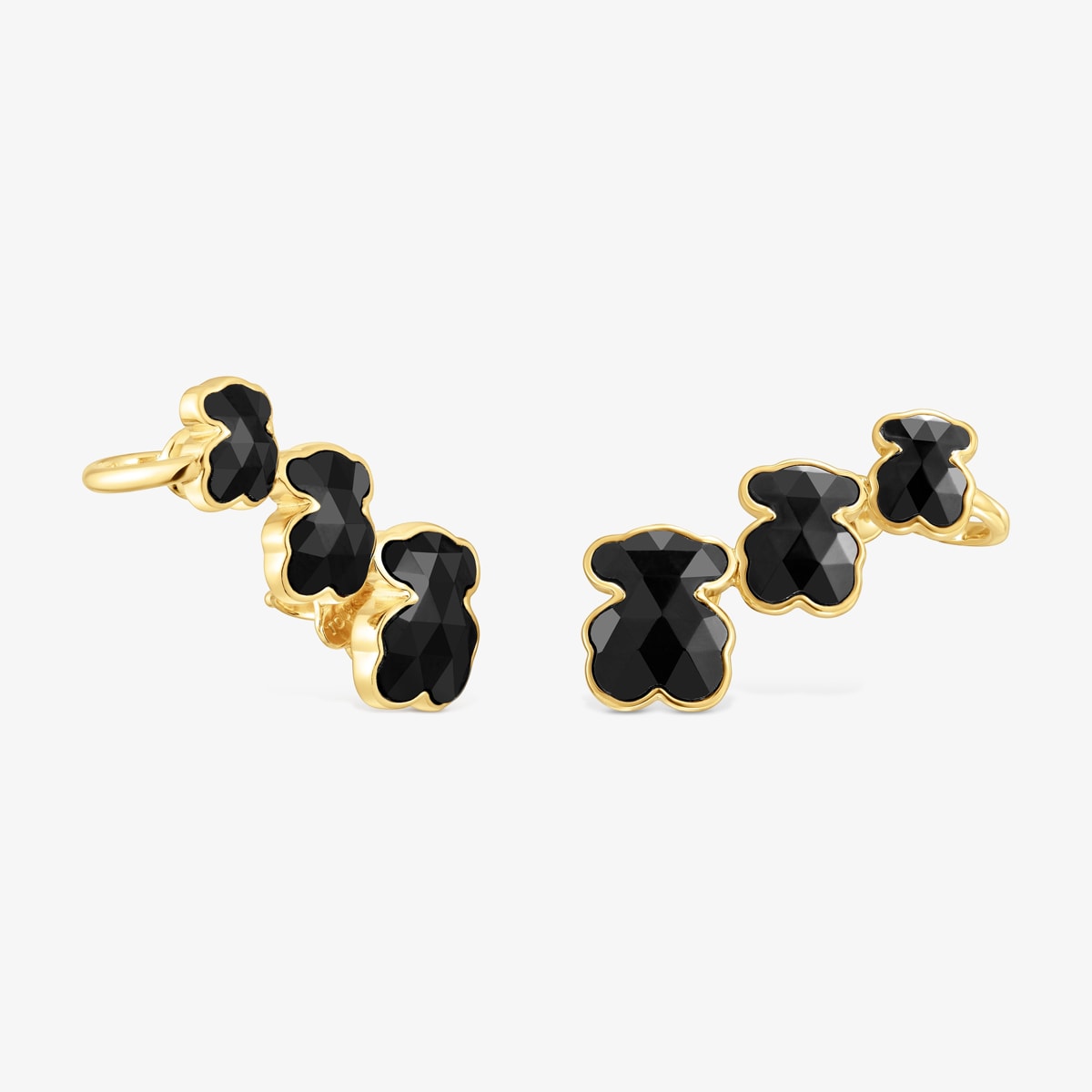 Tous - Pendientes Trepadores Con Baño De Oro 18 Kt Sobre Plata Y Motivos Oso Con Ónix Icon Color - Negro