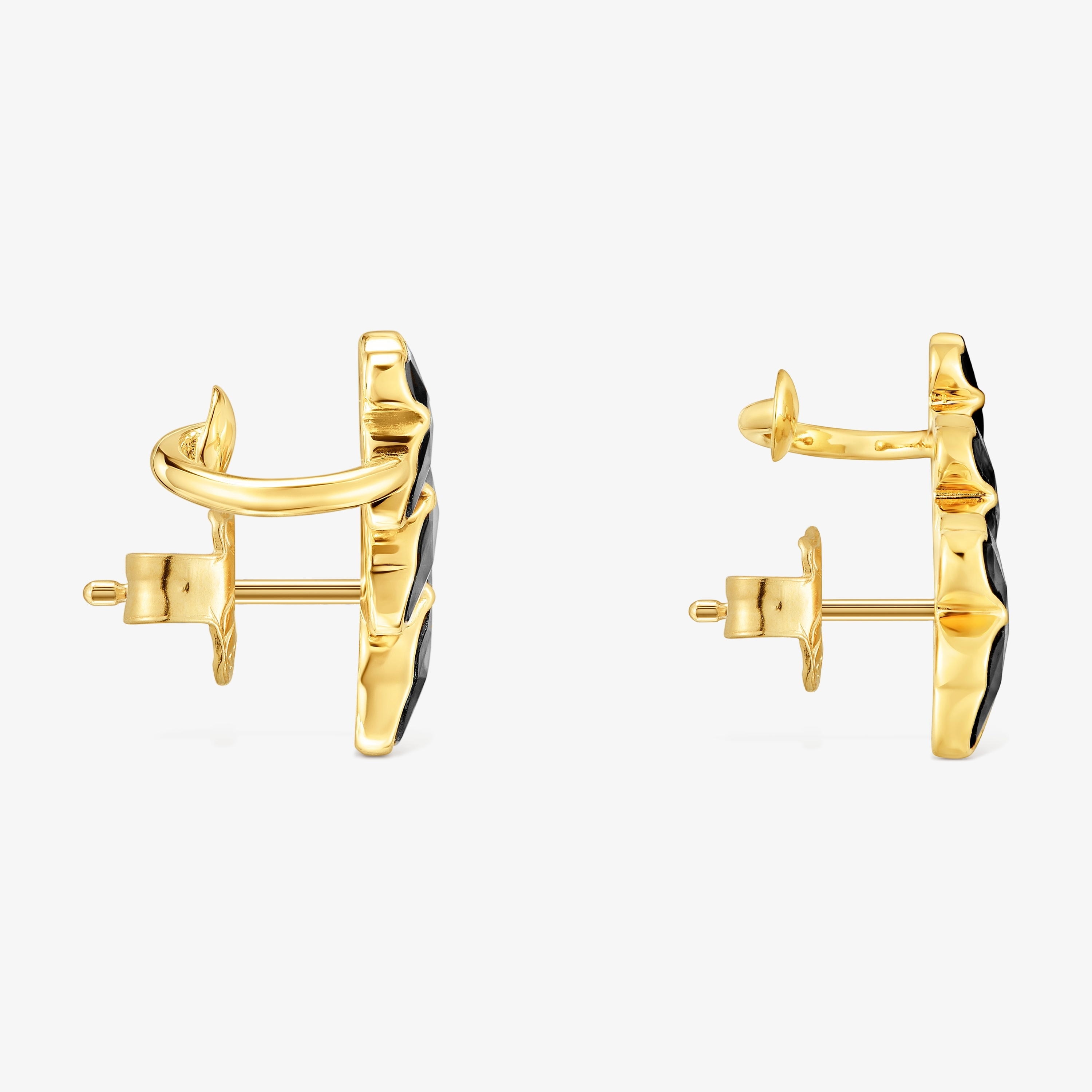 18K gold vermeil Climber earrings with onyx bear motifs TOUS Icon Color