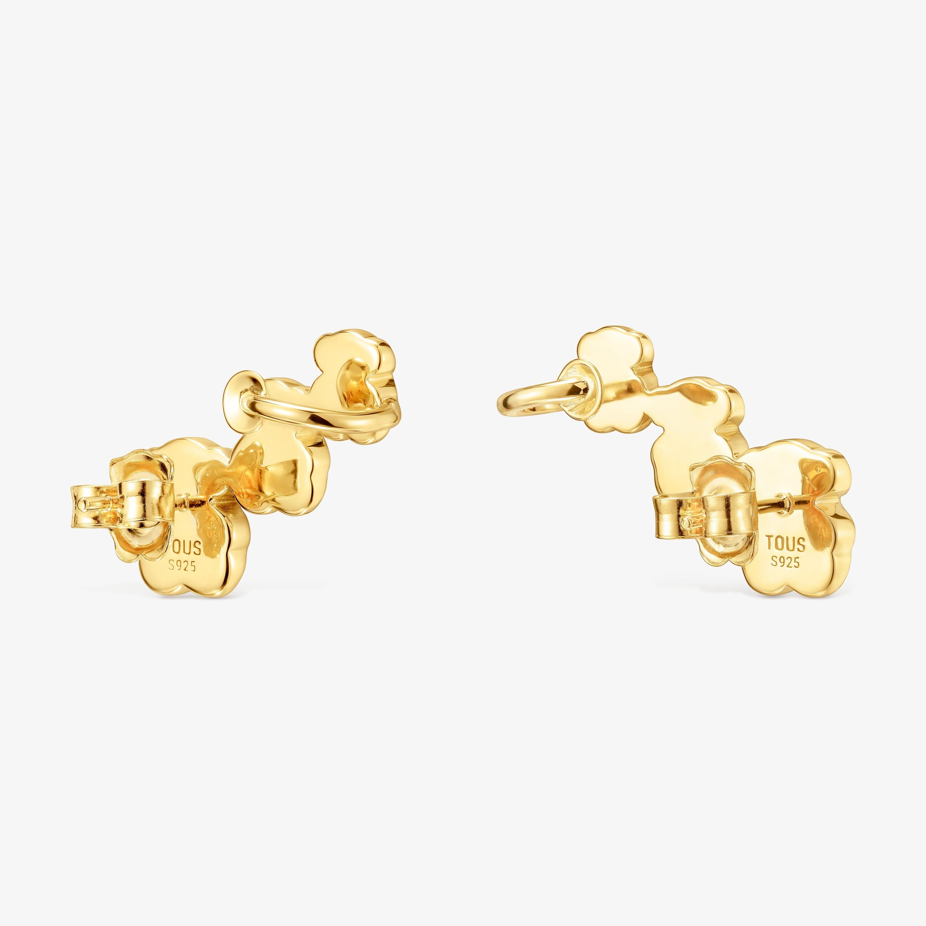 18K gold vermeil Climber earrings with onyx bear motifs TOUS Icon Color