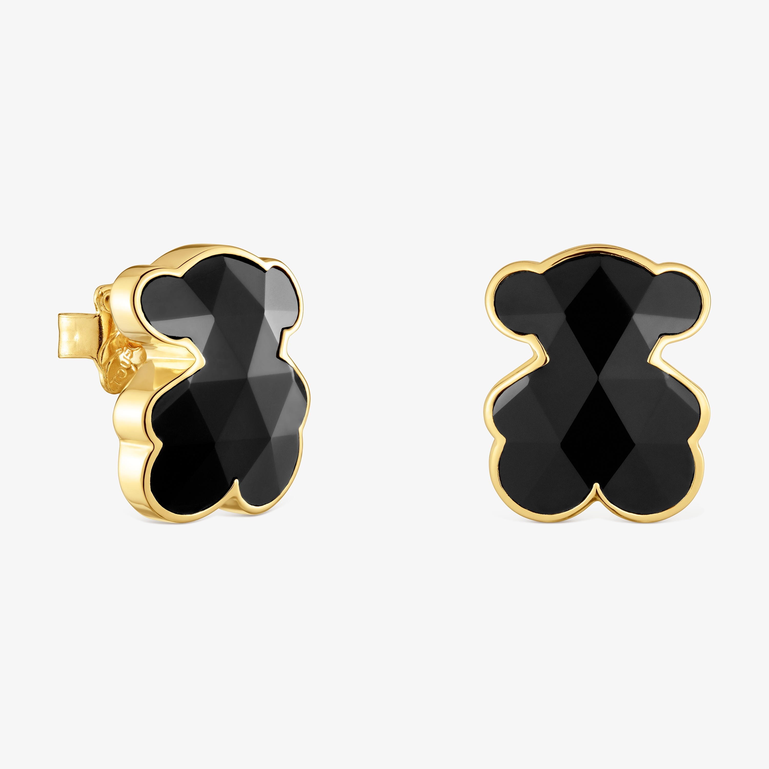 16 mm 18K gold vermeil bear Earrings with onyx TOUS Icon Color | TOUS
