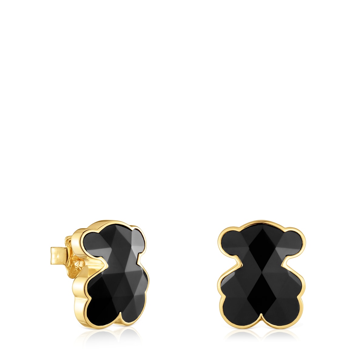 Tous - Pendientes Oso Con Baño De Oro 18 Kt Sobre Plata Y Ónix 16 Mm Icon Color - Dorado