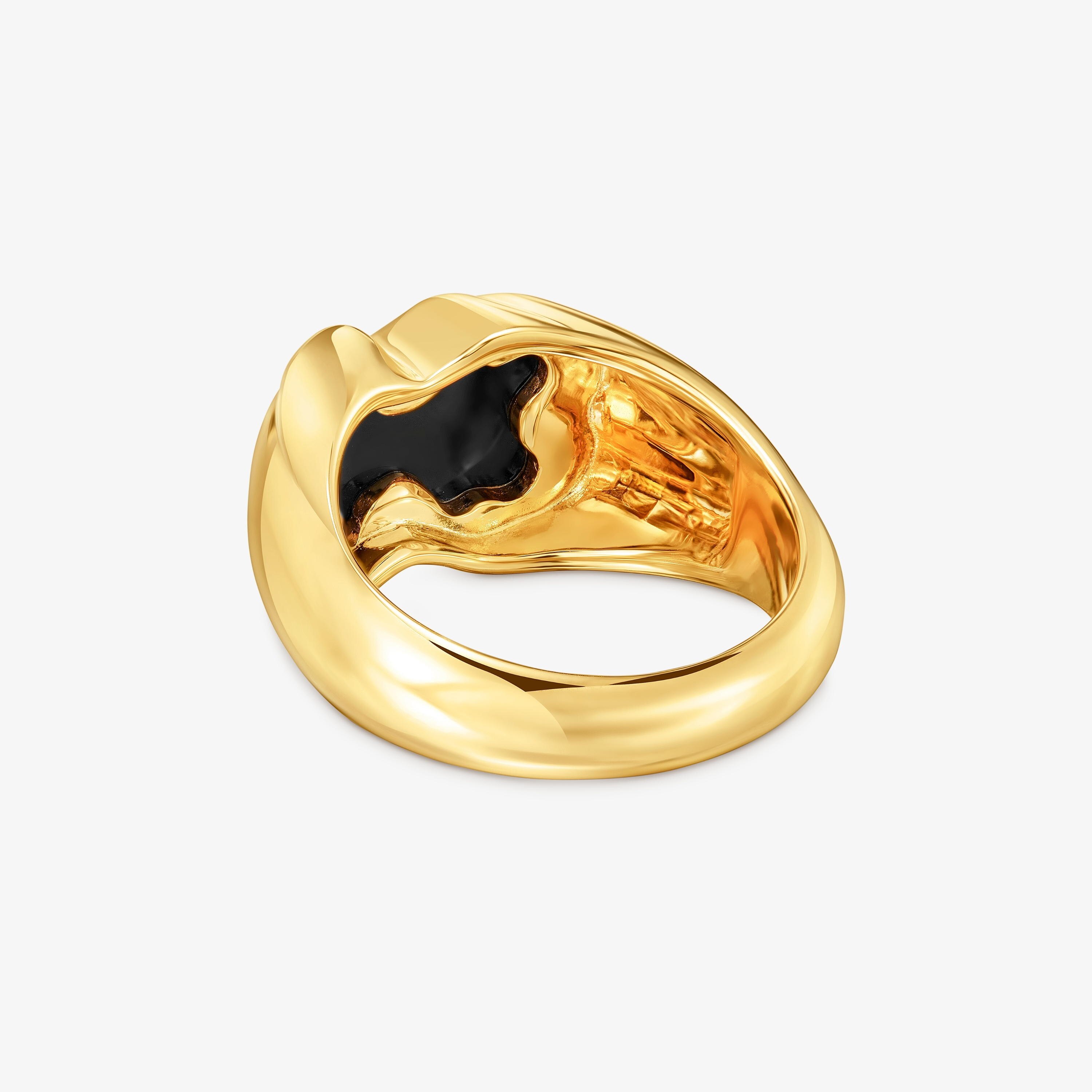 Medium 18K gold vermeil Ring with onyx bear motif TOUS Icon Color
