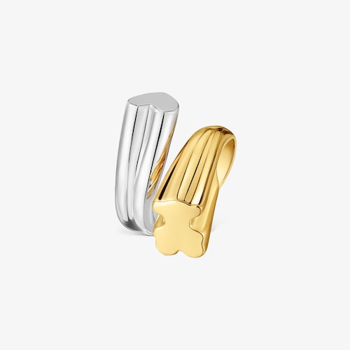 Średni dwukolorowy pierścionek z motywami misia i serca TOUS 1950