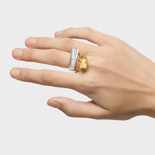 Anillo mediano bicolor con motivos oso y corazón TOUS 1950