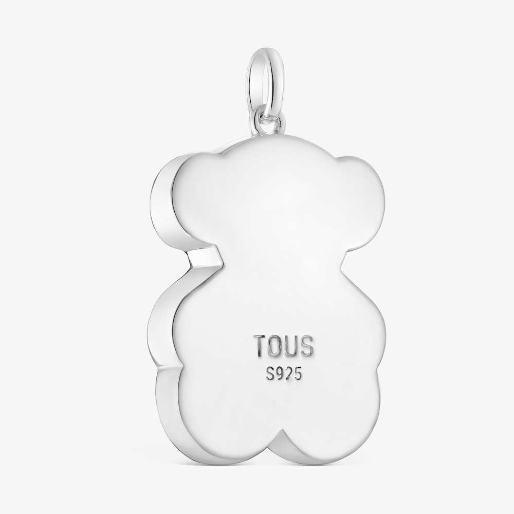 Large silver Pendant with onyx bear motif TOUS Icon Color