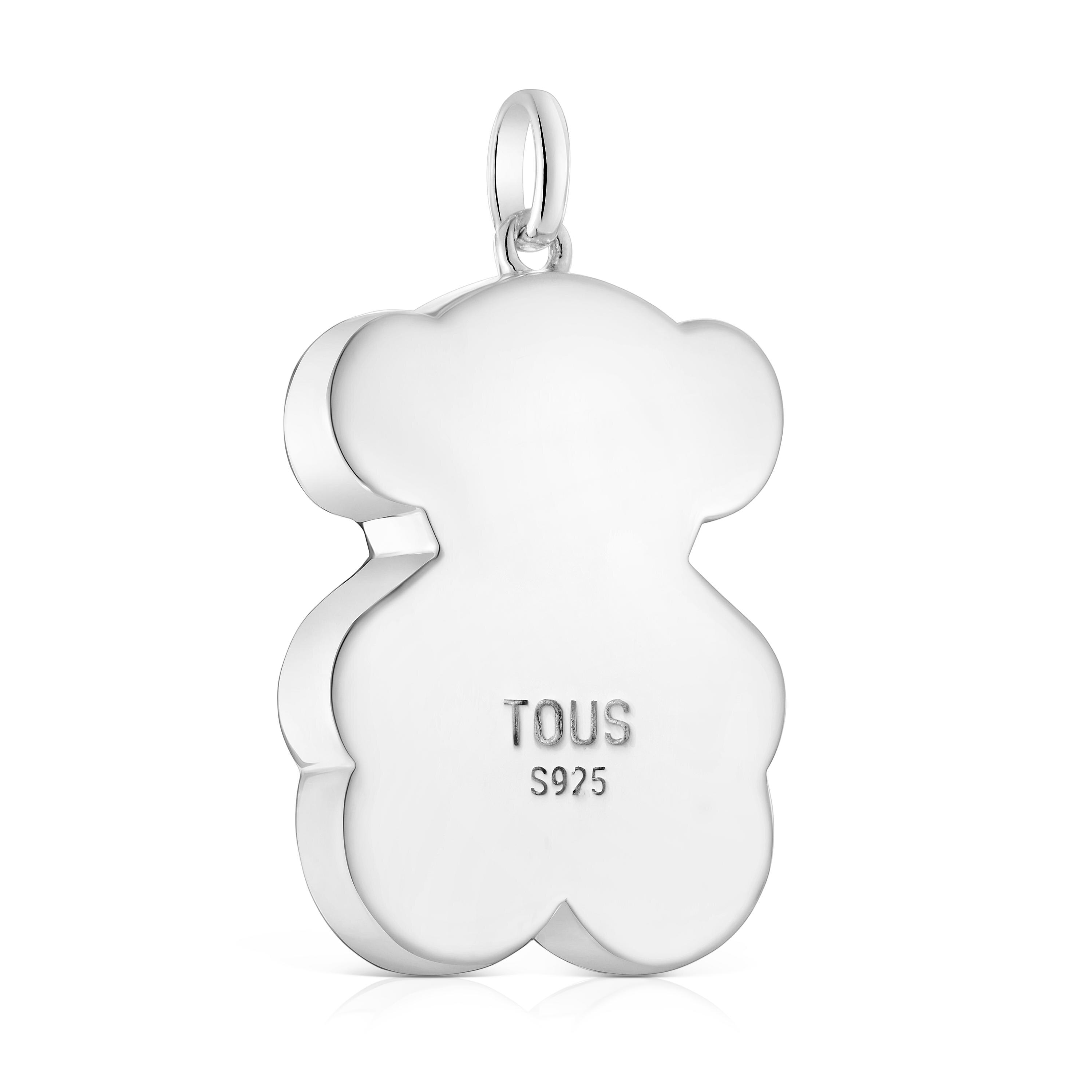 Large silver Pendant with onyx bear motif TOUS Icon Color