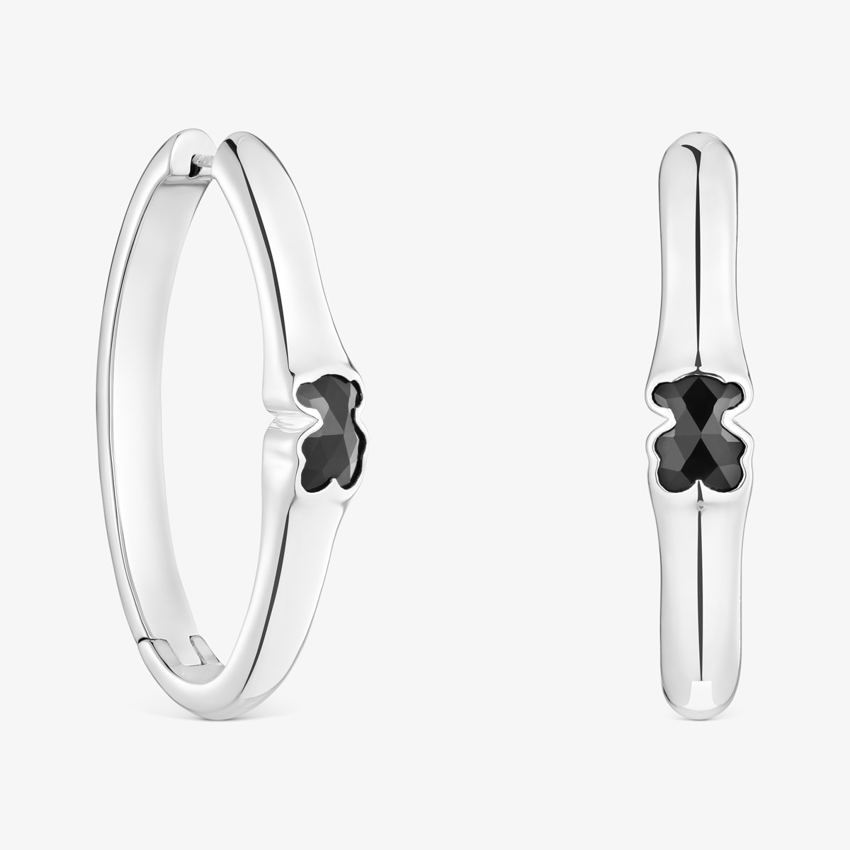 Tous - Pendientes De Aro De Plata Y Motivo Oso En Ónix 38 Mm Icon Color - Negro