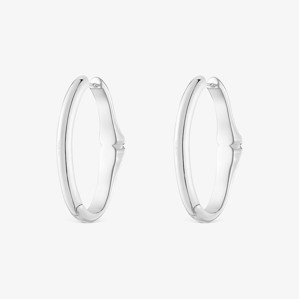 38 mm silver Hoop earrings with onyx bear motif TOUS Icon Color