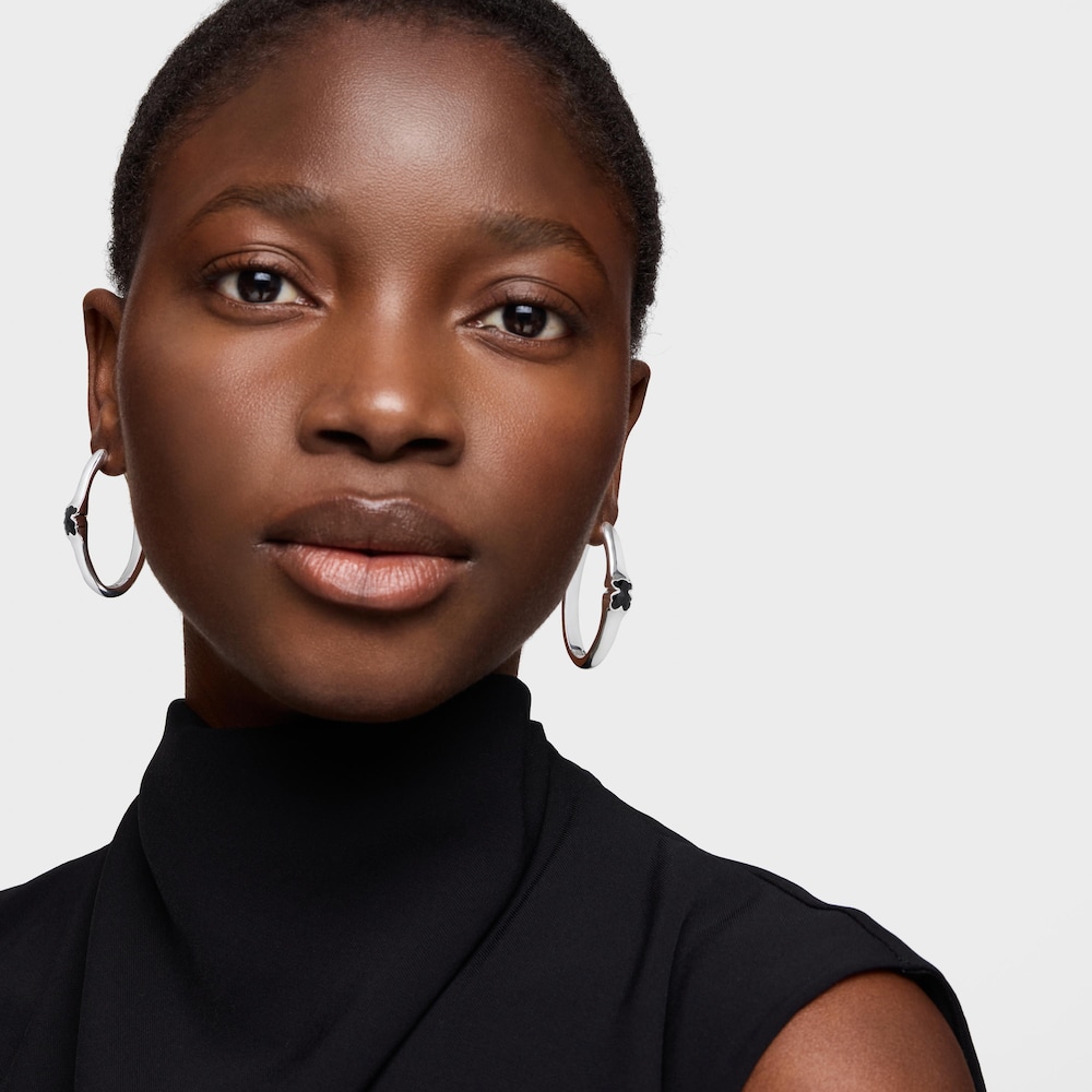 38 mm silver Hoop earrings with onyx bear motif TOUS Icon Color