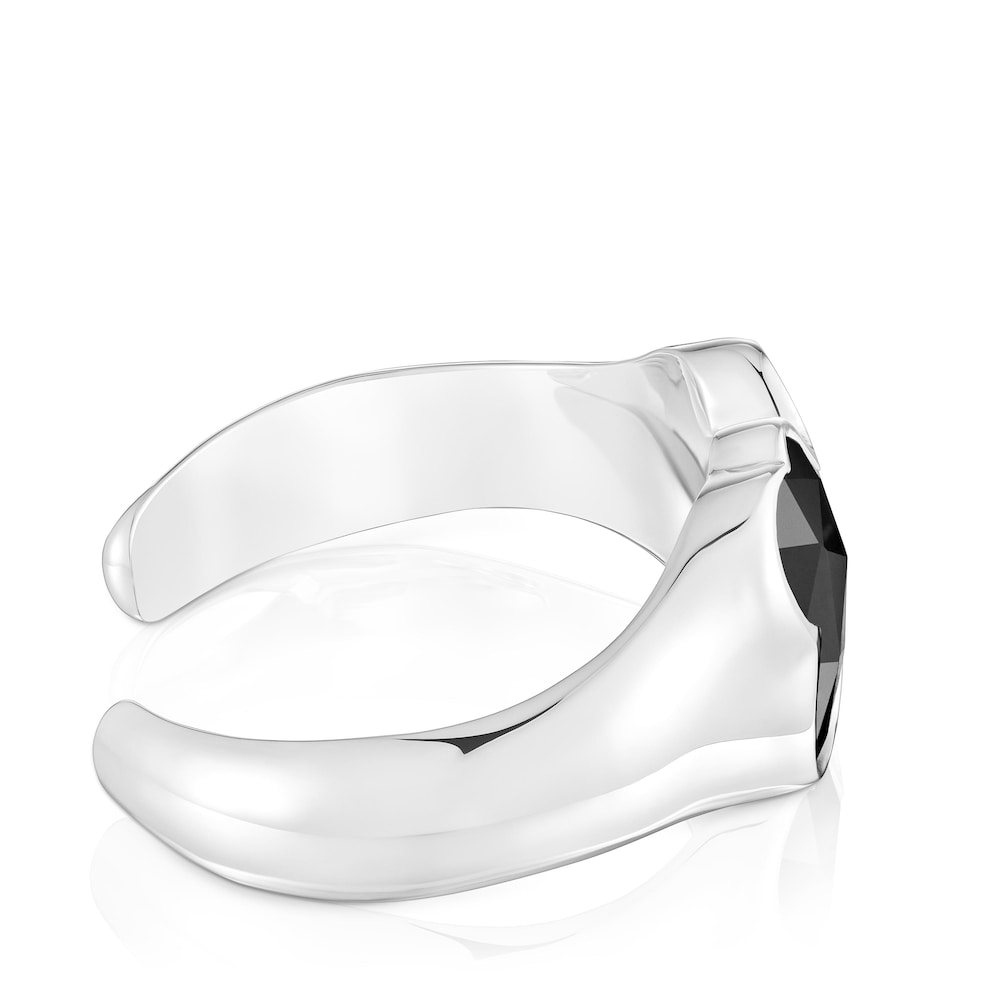 Silver Bangle with 34mm bear motif in onyx TOUS Icon Color