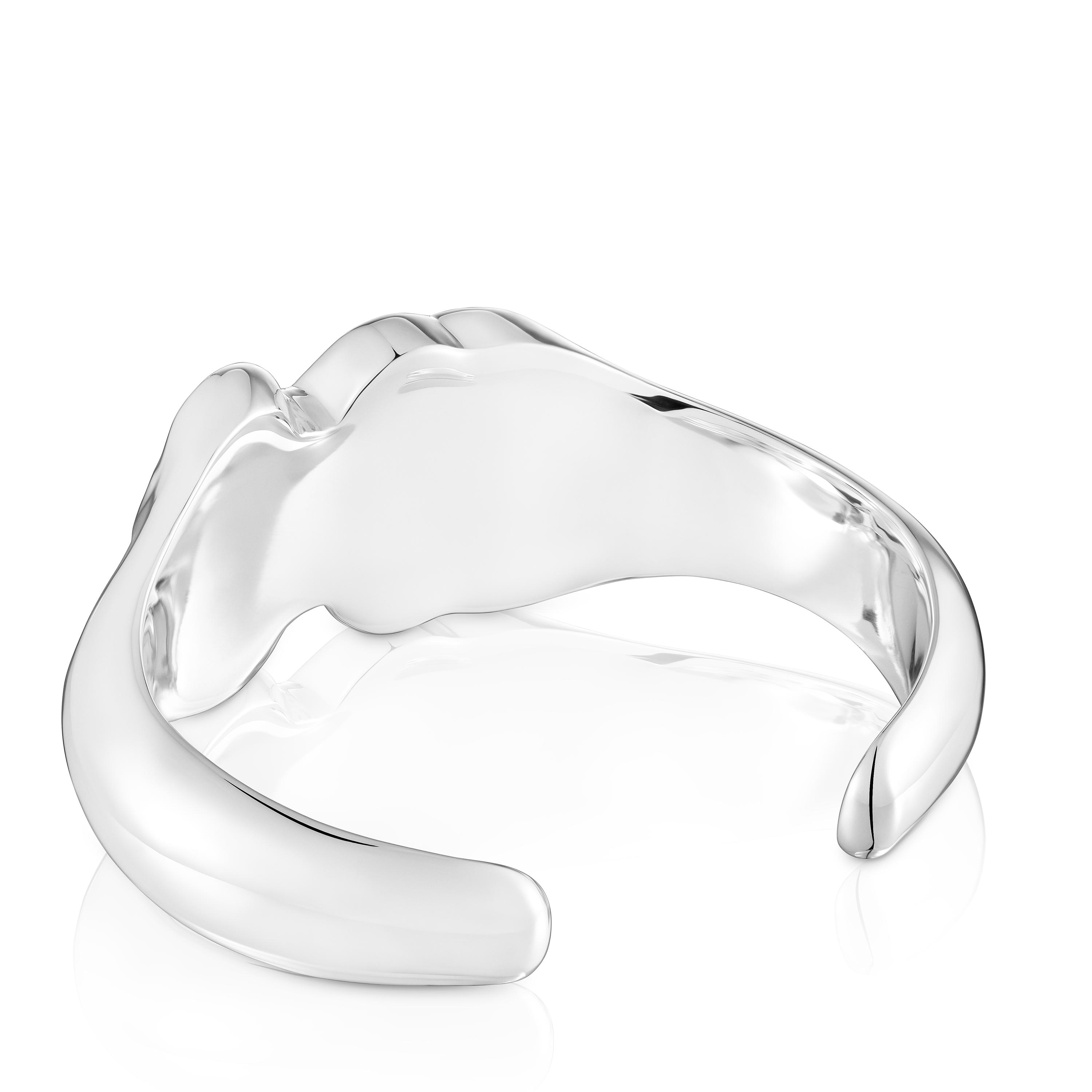 Silver Bangle with 34mm bear motif onyx TOUS Icon Color