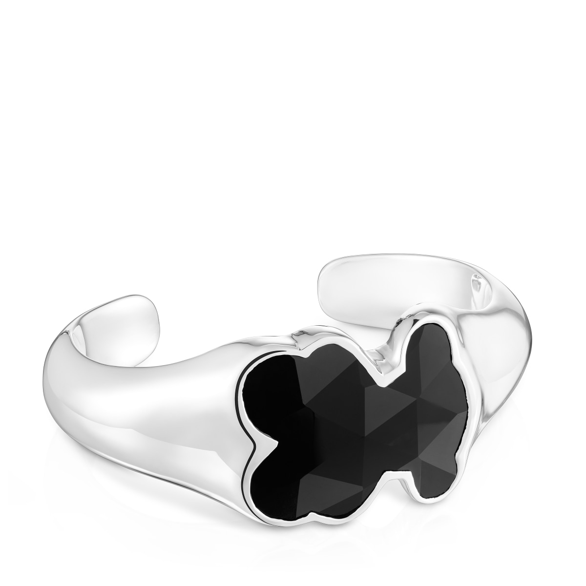 Silver Bangle with 34mm bear motif in onyx TOUS Icon Color