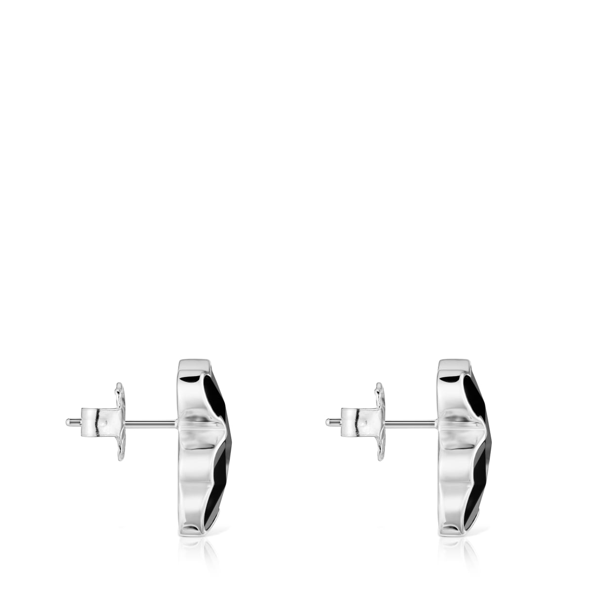 16 mm silver and onyx bear Earrings TOUS Icon Color