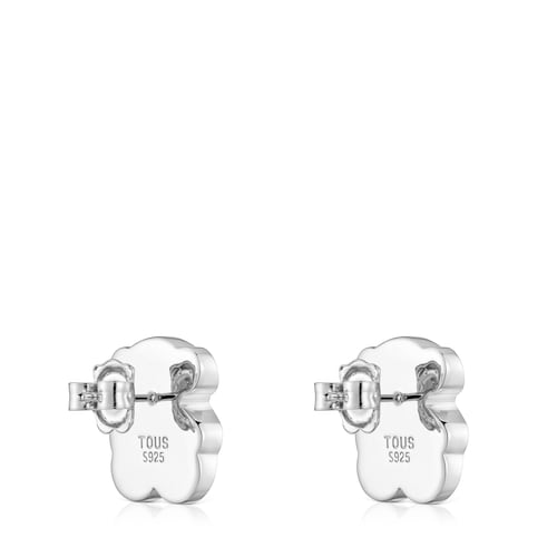 Pendientes oso de plata y ónix 16 mm Icon Color