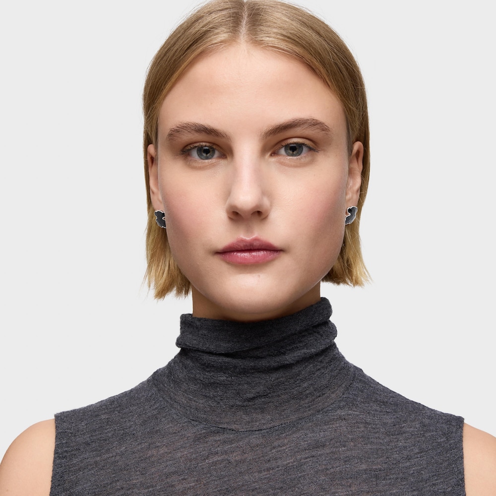 Kolczyki 16 mm ze srebra z misiem z onyksu TOUS Icon Color