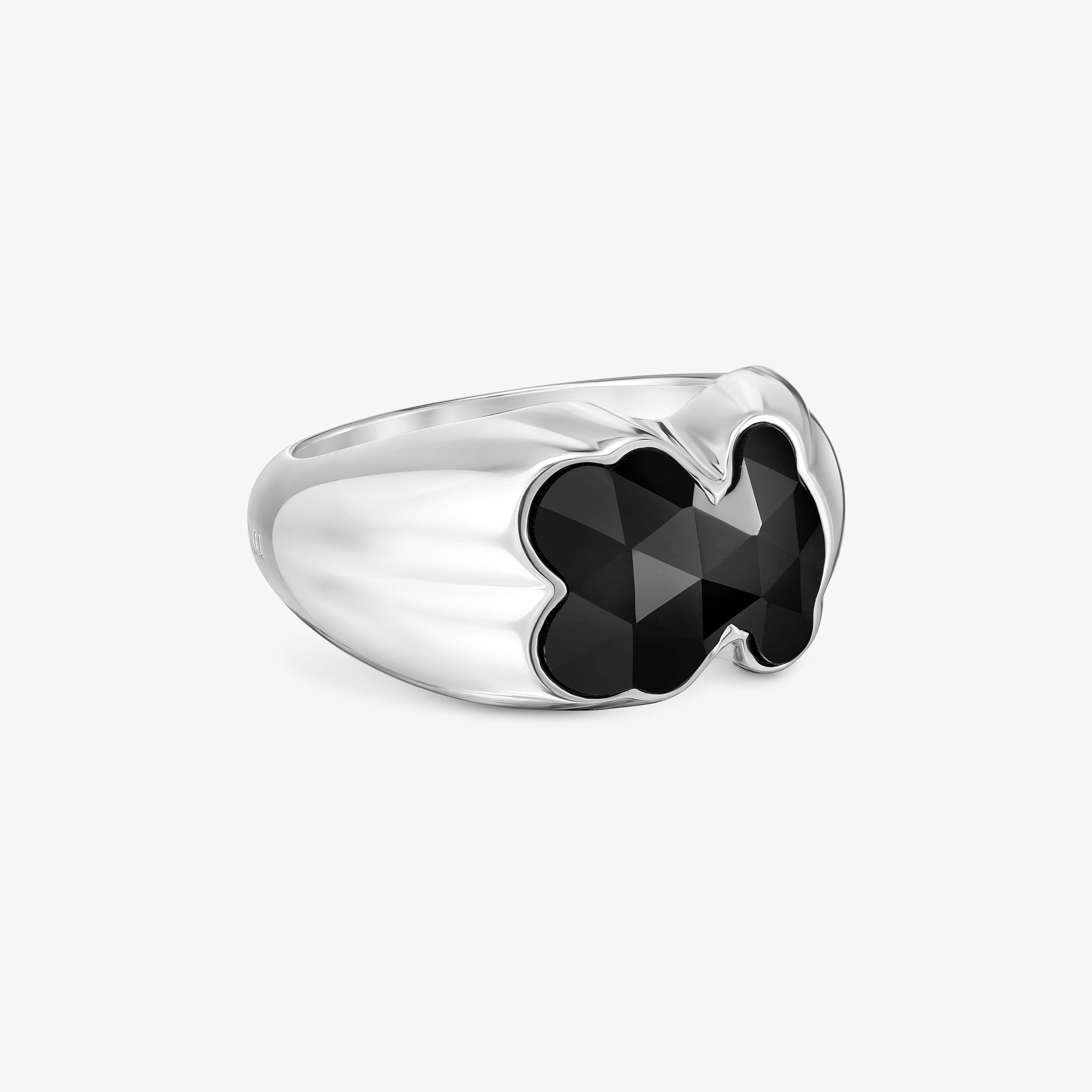 Medium silver Ring with bear motif onyx TOUS Icon Color