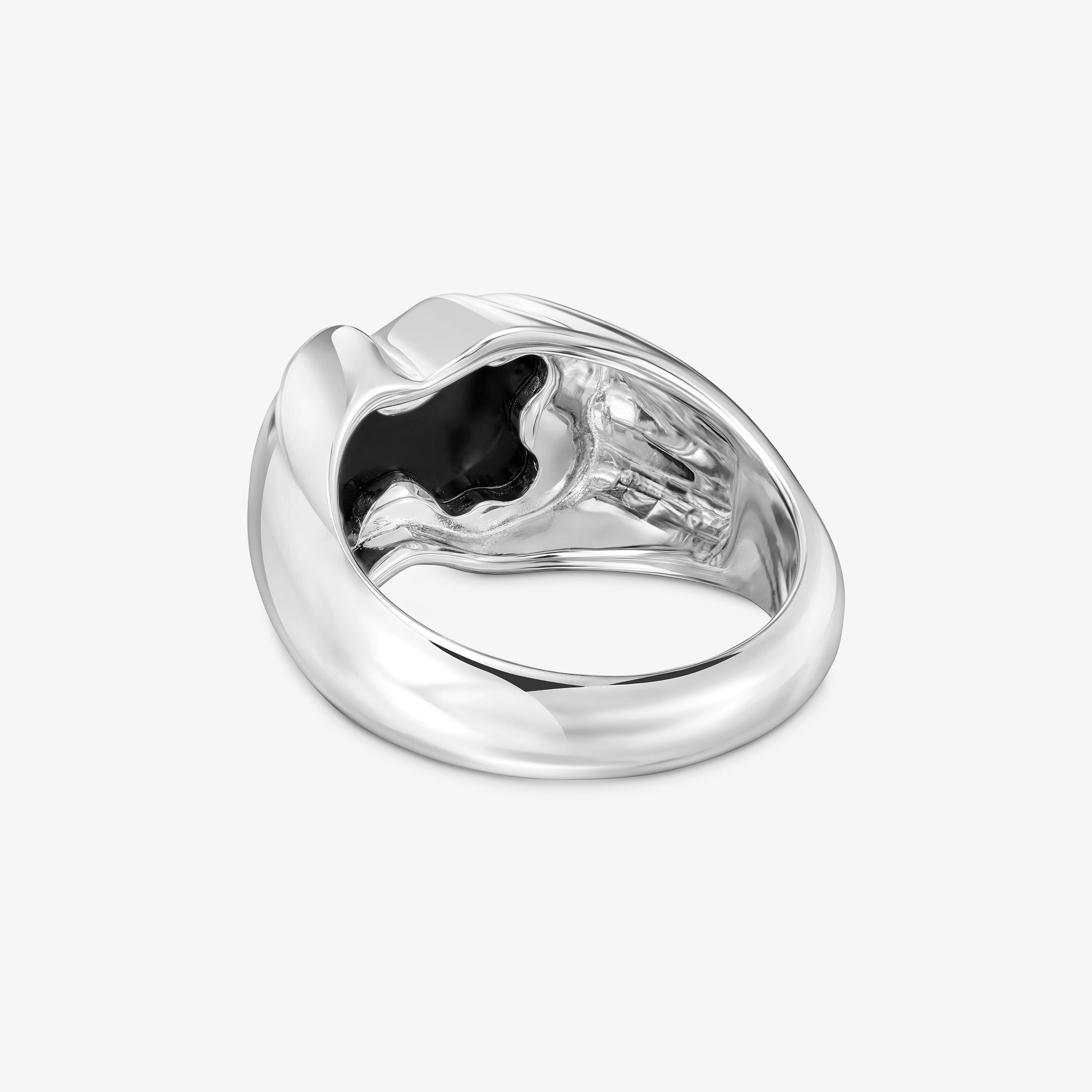 Medium silver Ring with bear motif onyx TOUS Icon Color