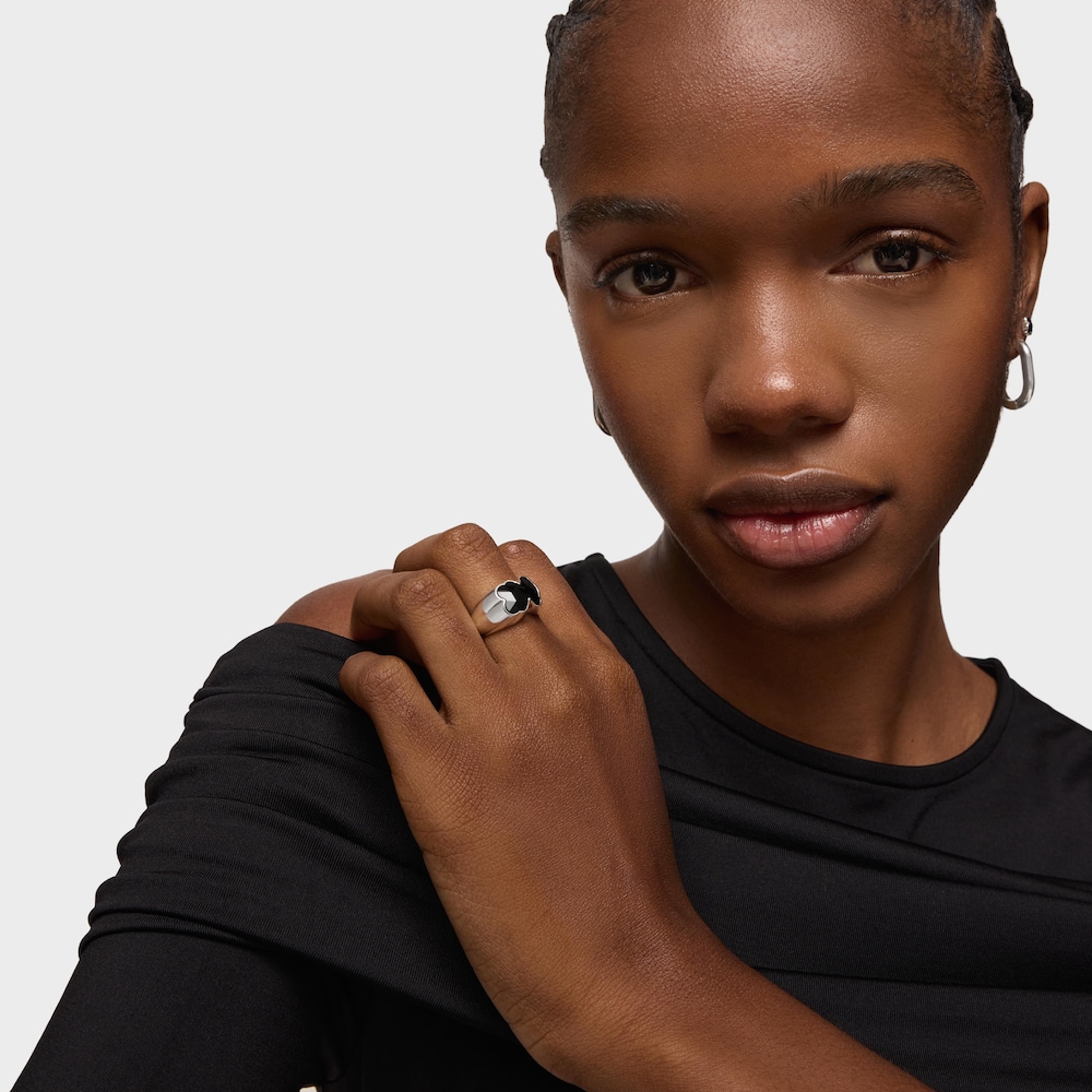 Anillo mediano de plata y motivo oso en &oacute;nix Icon Color