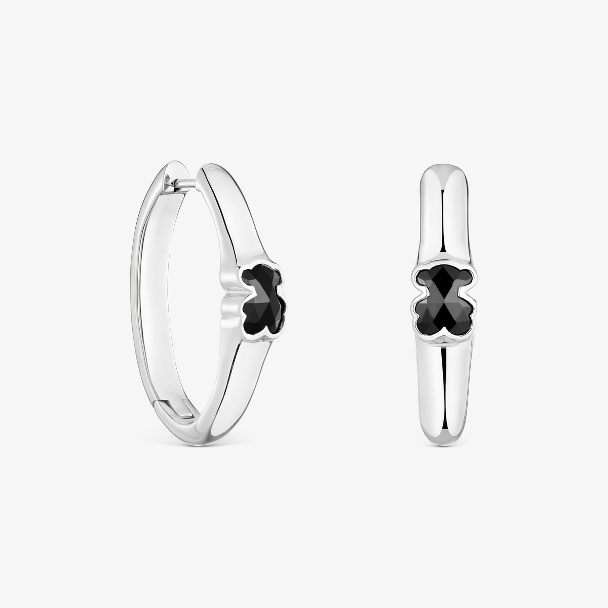 Tous - Pendientes De Aro De Plata Y Motivo Oso En Ónix 26 Mm Icon Color - Negro