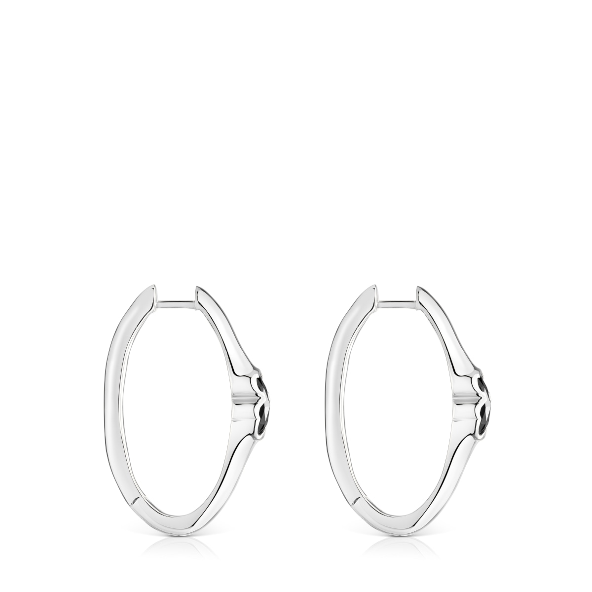26 mm silver Hoop earrings with onyx bear motif TOUS Icon Color