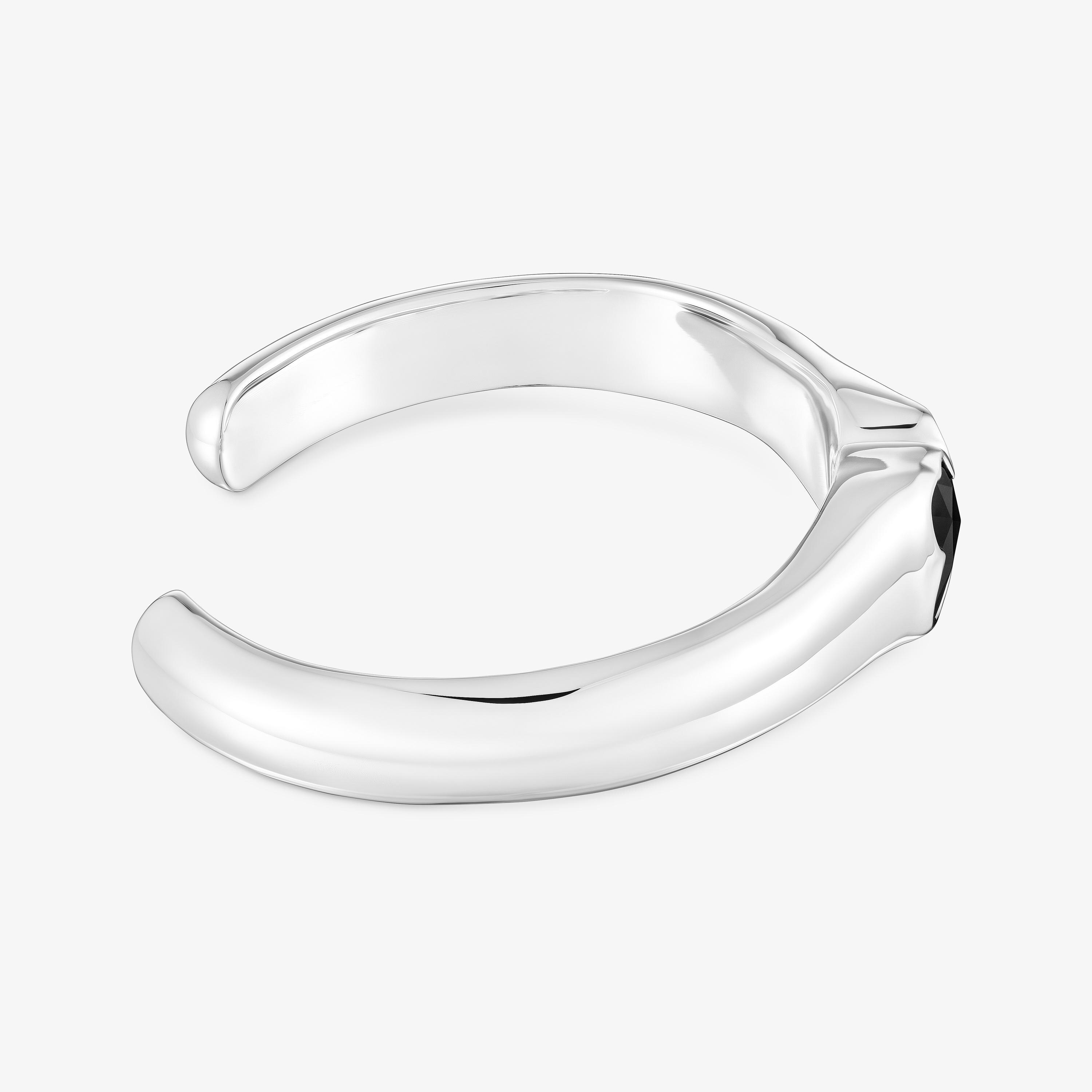 Silver Bangle with 16mm bear motif onyx TOUS Icon Color