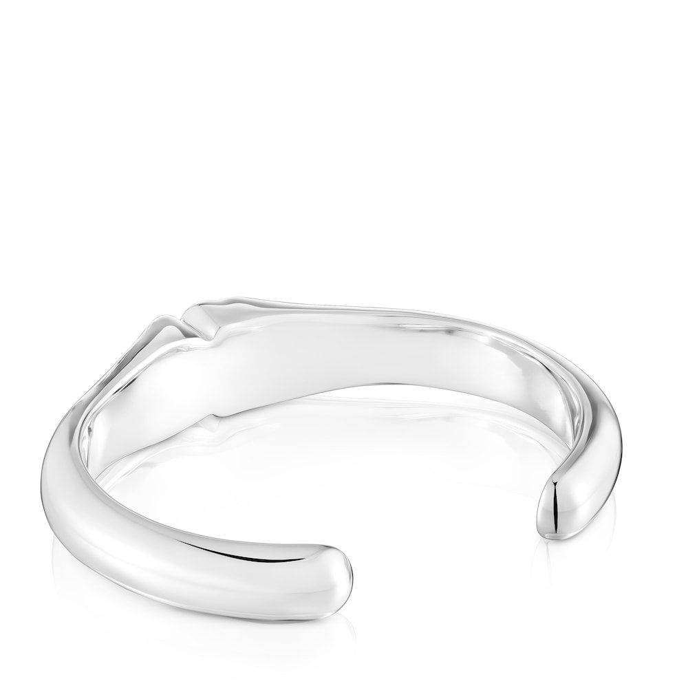 Silver Bangle with 16mm bear motif in onyx TOUS Icon Color